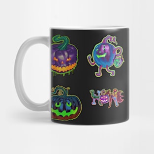 Halloween Purple Zombie Jack O' Lantern Sticker Pack Mug